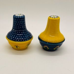 Anthropologie Salt & Pepper Shakers Blue/Gold